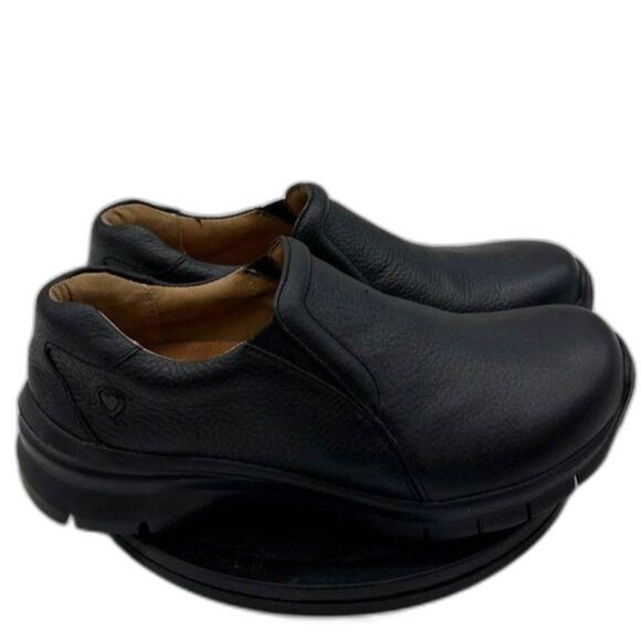 NIB Women's Nurse Mates London Black Leather Slip Resistant Work Clogs Size 10 - Picture 1 of 6